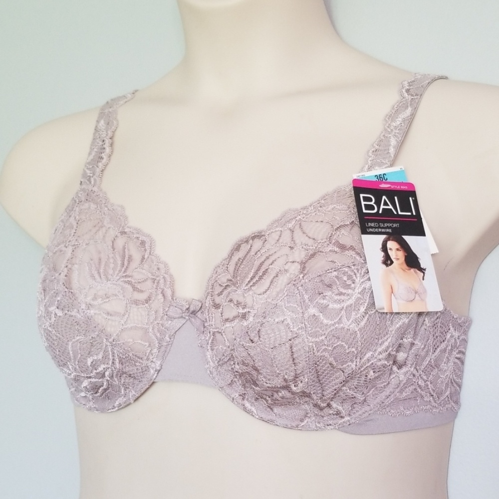 Bali Lace Underwire Bra Warm Gray Taupe 36C